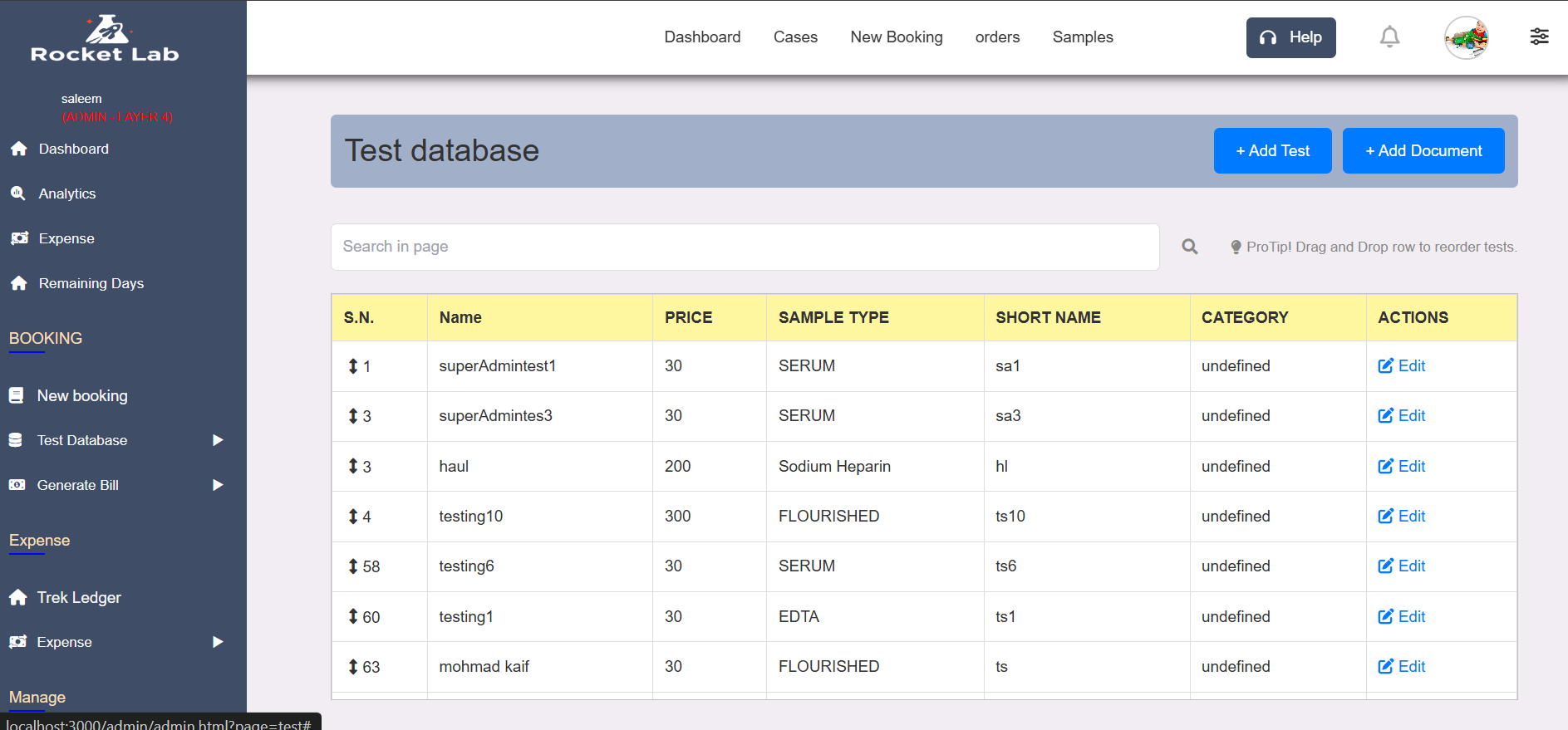 Test Database
